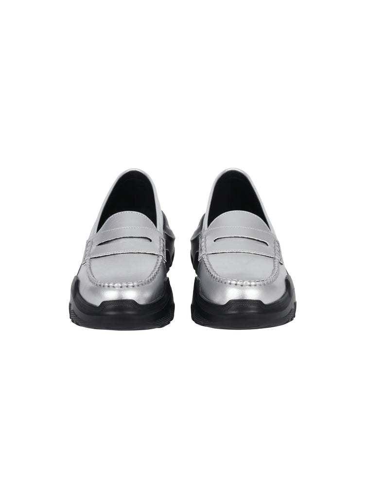 あきこ AKIKOAOKI X WE11DONE】SILVER WOMENS SILVER LOAFERS
