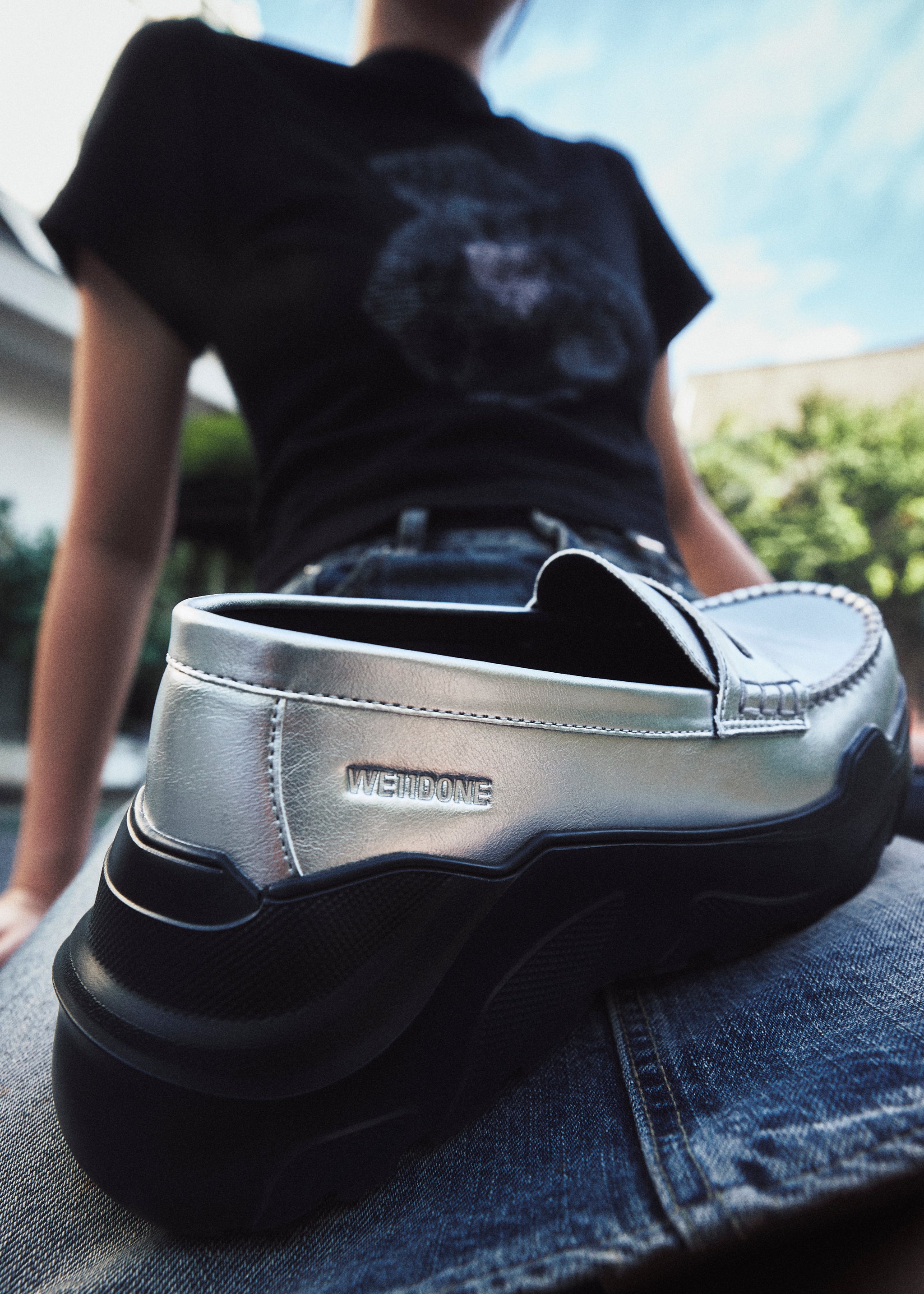 【AKIKOAOKI X WE11DONE】SILVER WOMENS SILVER LOAFERS