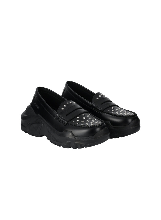 【AKIKOAOKI X WE11DONE】BLACK WOMENS STUDDED LOAFERS