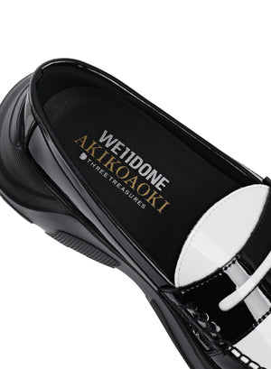 【AKIKOAOKI X WE11DONE】BLACK/WHITE WOMENS CONTRAST LOAFERS