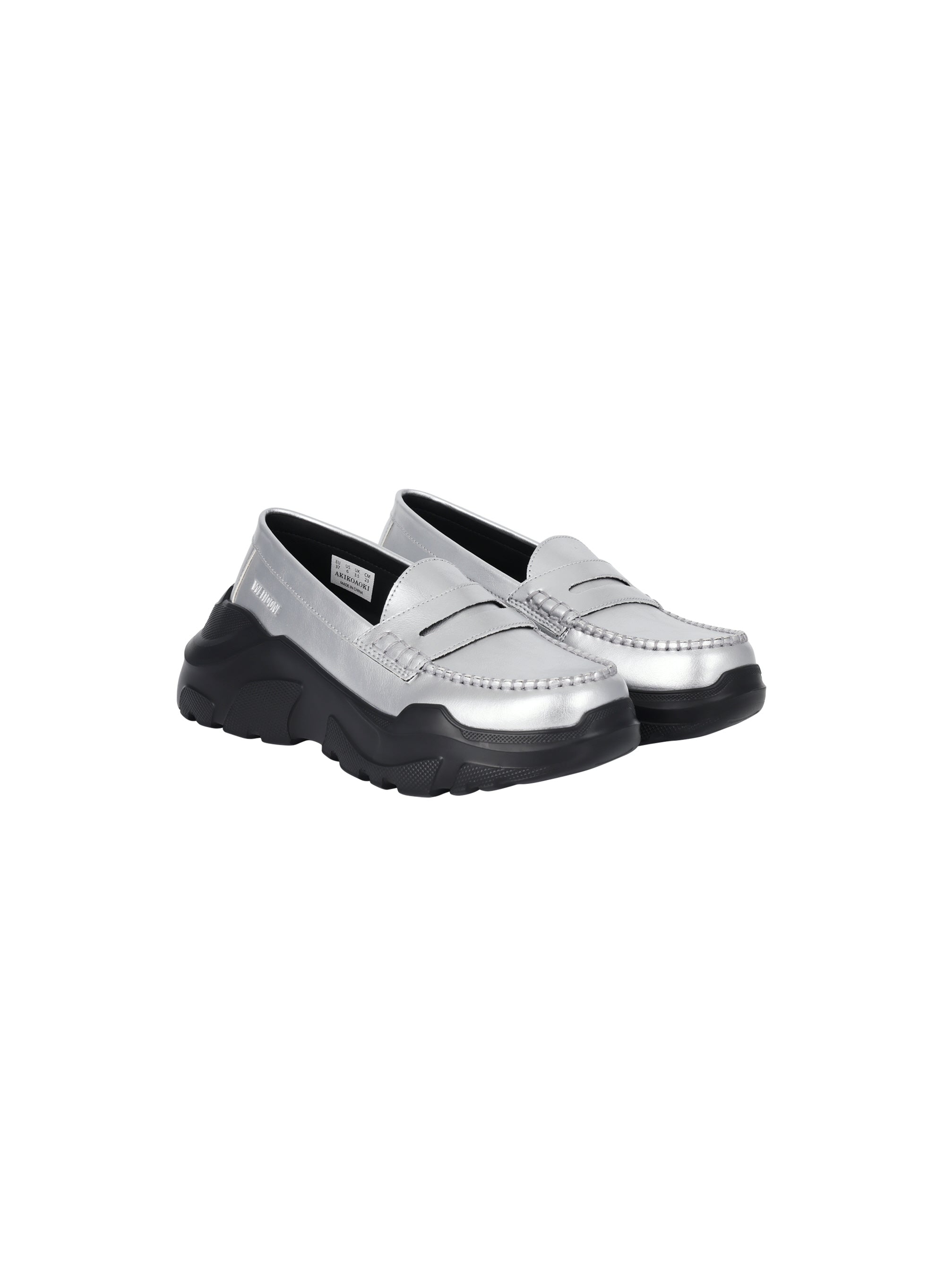 【AKIKOAOKI X WE11DONE】SILVER WOMENS SILVER LOAFERS