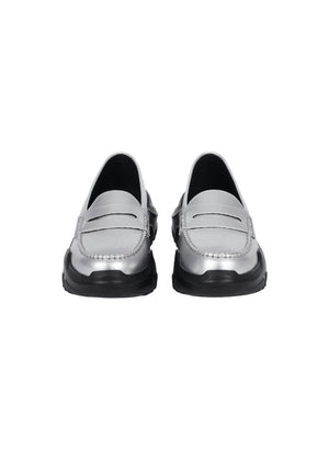 【AKIKOAOKI X WE11DONE】SILVER WOMENS SILVER LOAFERS